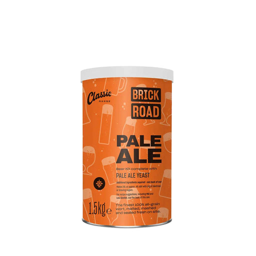 Brick Road Pale Ale extract beer can for home brewing on a white background