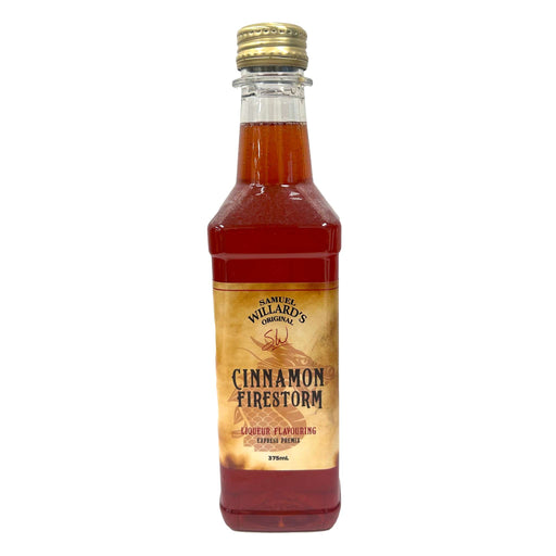 Bottle of Samuel Willard's Cinnamon Firestorm spirit flavouring to make a liqueur in the style of Fireball,  on a white background
